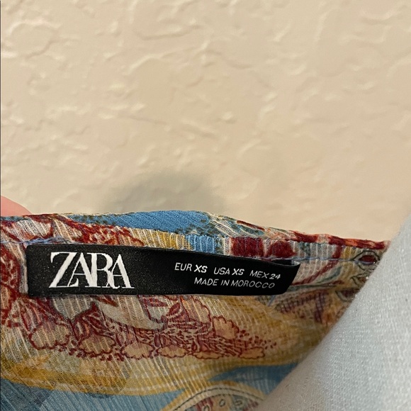 Zara Blue and Brown Paisley Blouse - Picture 2 of 4